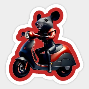 Rat woman on scooter Sticker